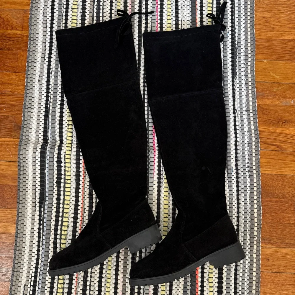 SHEIN Black faux suede Winter knee high boots Size 8